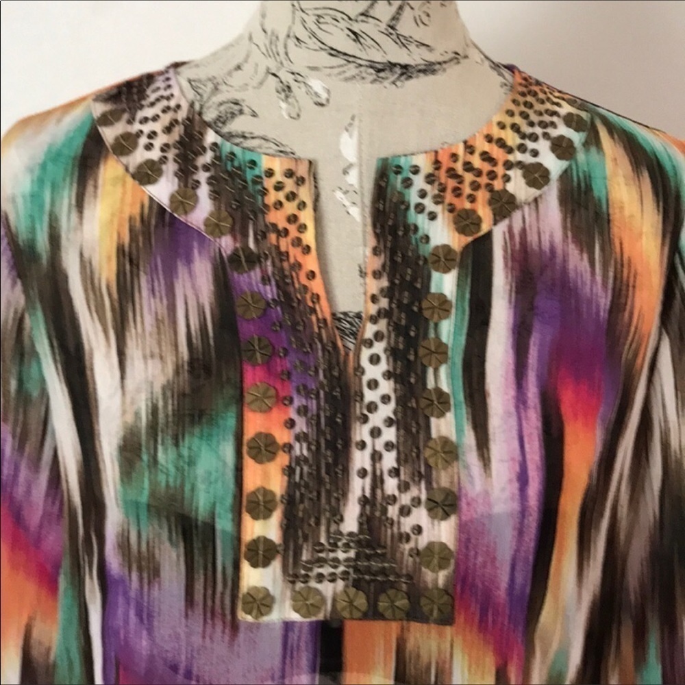 🆕 Chico’s Sheer Embellished Top 1/M - Picture 2 of 5